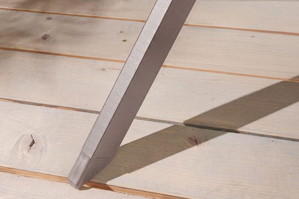 Runder Gartentisch DESIGNO 120cm natur Holz-Design greige Metall In- und Outdoor