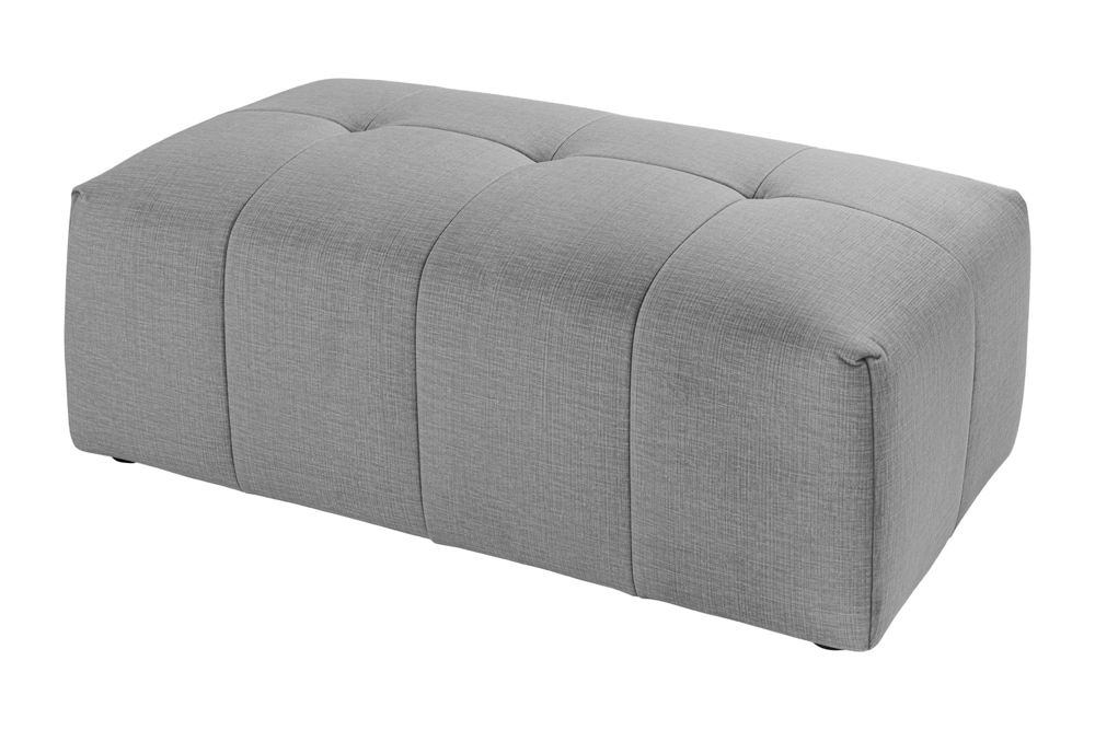 Moderner Hocker ROYAL 120cm grau Veloursstoff Federkern Sitzhocker