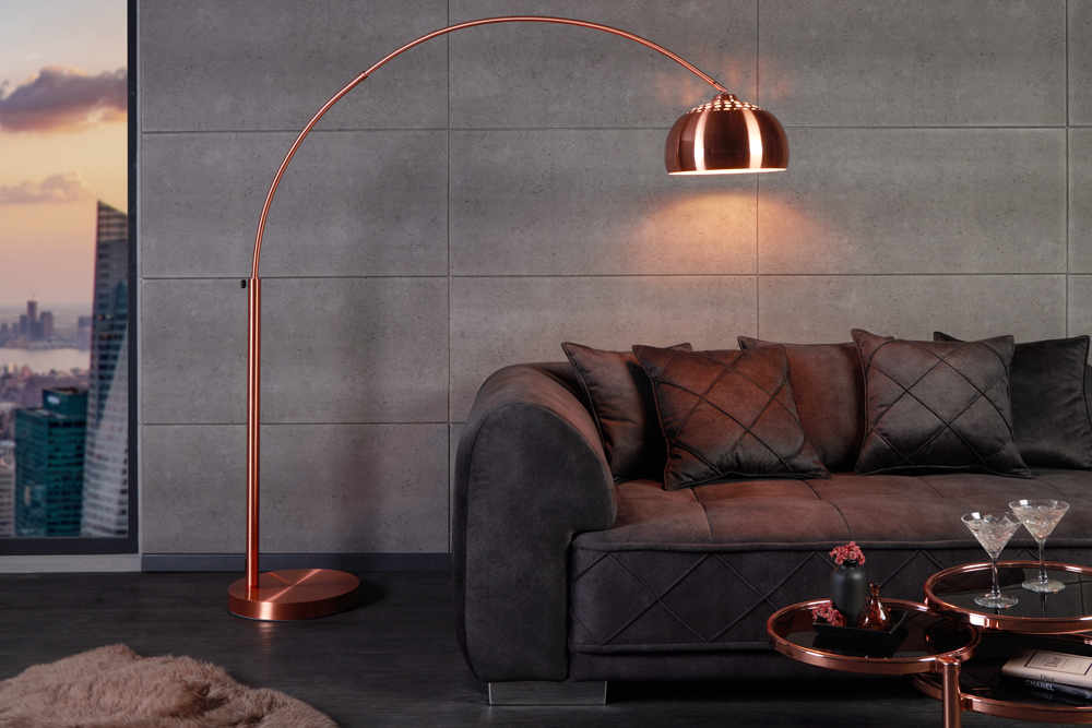 Ausziehbare Bogenlampe LOUNGE DEAL 170-210cm kupfer Stehlampe