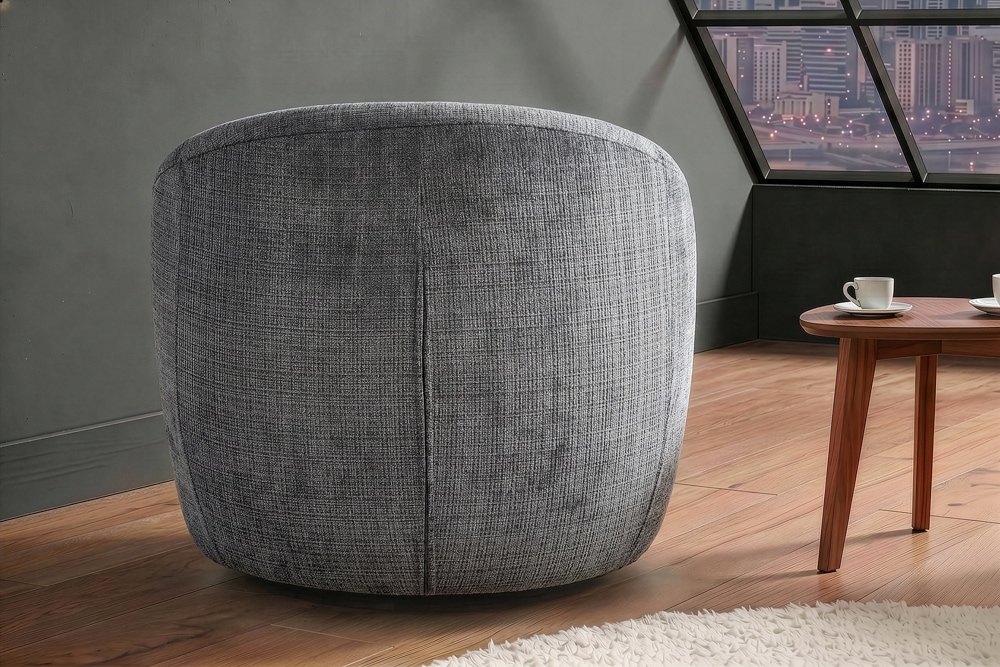 Drehbarer Design Sessel ALPINE grau Chenille Cremona 360° mit Armlehnen