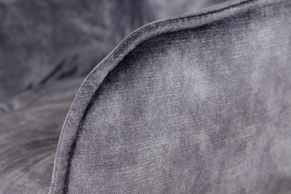 Design Barhocker MILANO grau Samt Barstuhl mit Lehne Metall schwarz Chesterfield-Steppung