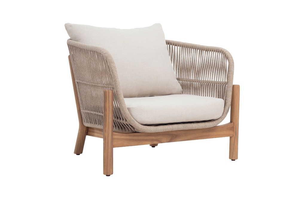 Wetterfestes Gartenlounge Set ROPE natur beige Akazienholz Aluminium inkl. Tisch Sitzpolster