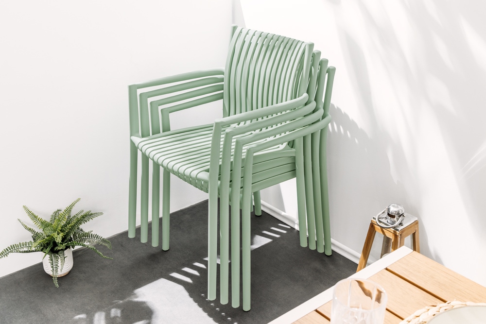 In- und Outdoor Stuhl STUDIO ITALIA salbei stapelbar wetterfest Gartenstuhl