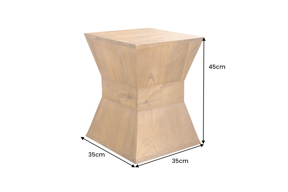 Massiver Beistelltisch PYRAMID 45cm braun Mangoholz honey finish Deko-Hocker