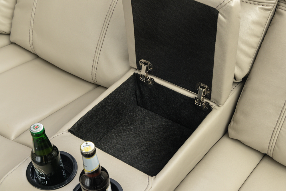 Exklusiver 5er Kinosessel HOLLYWOOD beige Ecksofa Getränkehalter Stauraum