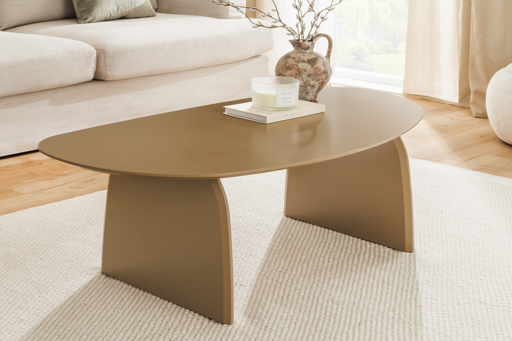 Design Couchtisch ORBIT 120cm greige organische Form Design Couchtisch ORBIT 120cm greige organische Form