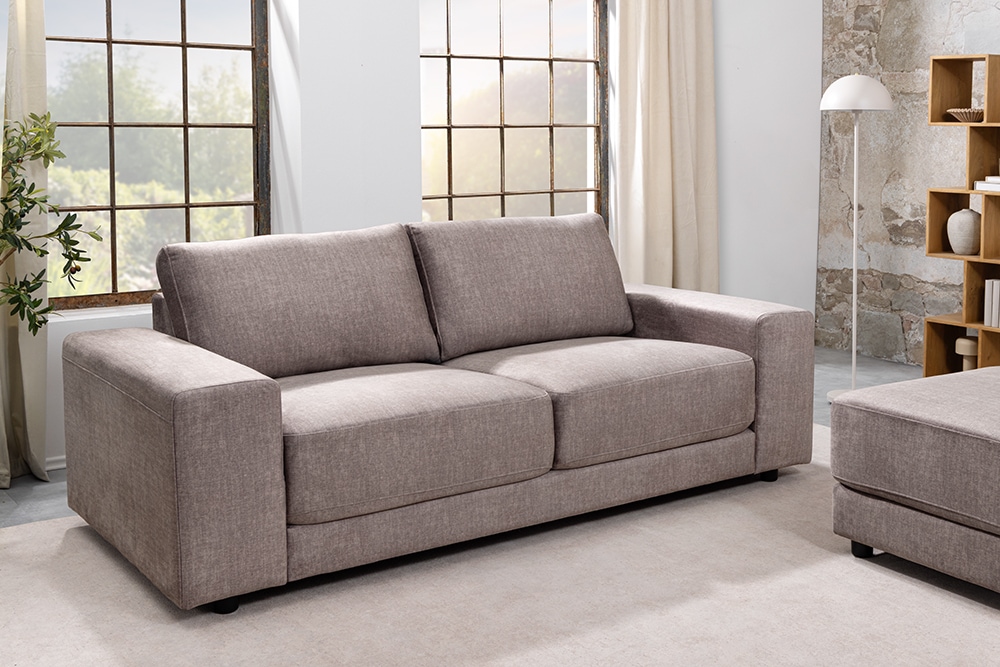 Großes Sofa LOFT 210cm taupe Vogue Velours Samt 3-Sitzer Couch Taschenfederkern