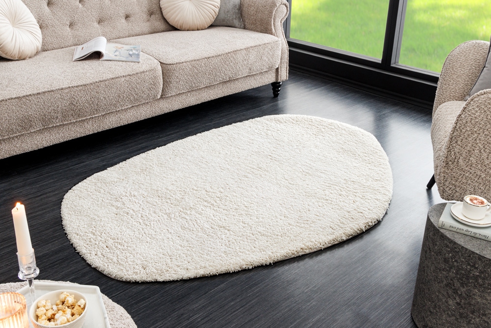 Design Teppich ORGANIC 180x120cm creme Hochflor Indoor-Teppich organische Form