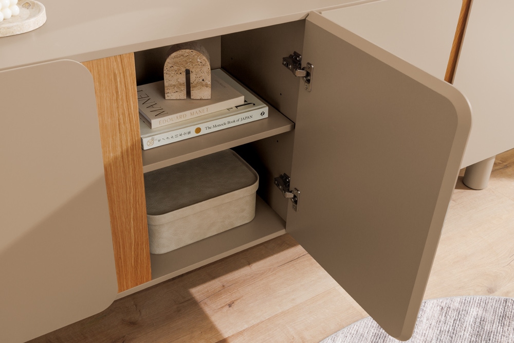 Sideboard COSMO 180cm greige Eiche Soft Close Stauraum