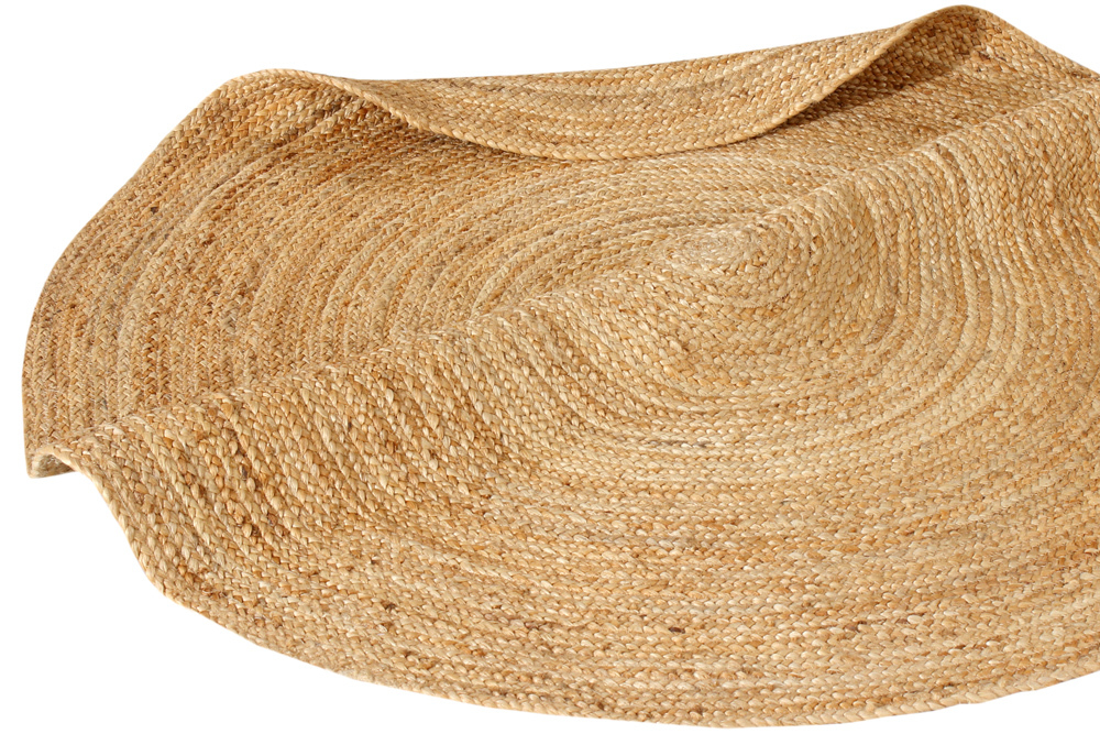 Runder Teppich PURE NATURE 120cm Jute handgewebt Flachgewebe