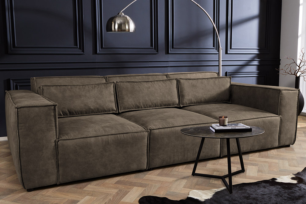 Design 3-Sitzer Sofa BOSSA NOVA 260cm antik taupe Microfaser Couch Wohnzimmer