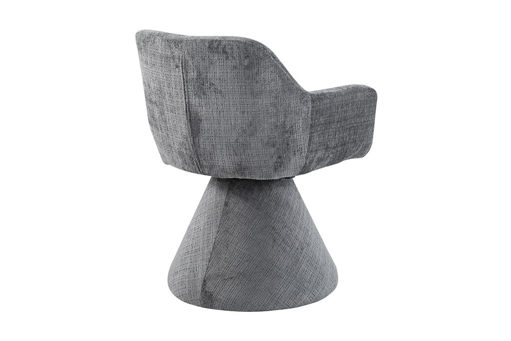 Drehbarer Stuhl AMBIENTO grau Bouclé 180° mit Auto-Return Polsterstuhl