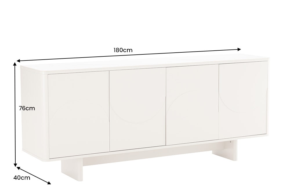 Design Sideboard SAVOY 180cm kaschmir weiß Marmor Keramik mit Stauraum und 3D-Front