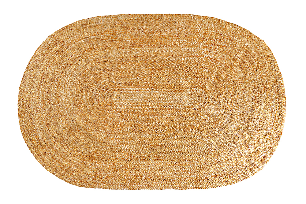 Ovaler Teppich PURE NATURE 230x160cm Jute handgewebt Flachgewebe