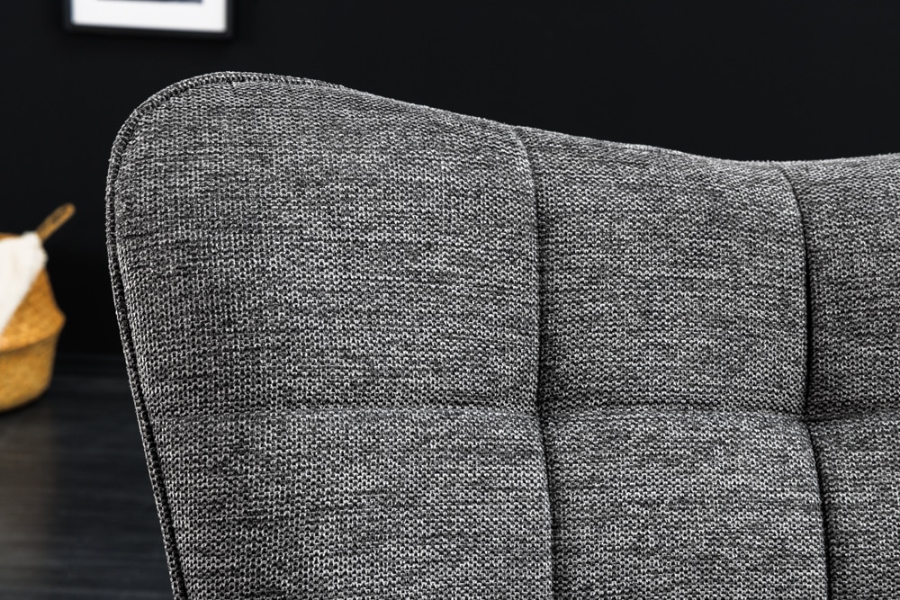 Moderner Sessel SCANDINAVIA grau Strukturstoff schwarze Metallbeine mit Armlehnen