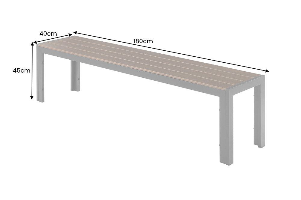 Moderne Gartenbank DESIGNO 180cm dunkelbraun schwarz Aluminium wetterfest Outdoor Sitzbank
