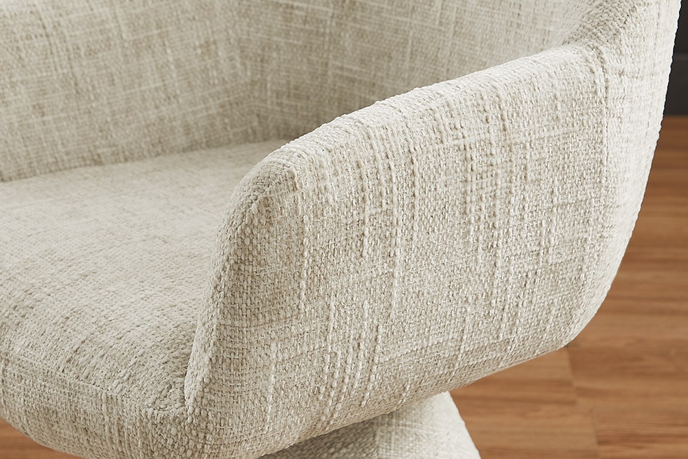 Drehbarer Stuhl AMBIENTO beige Chenille 180° mit Auto-Return Polsterstuhl