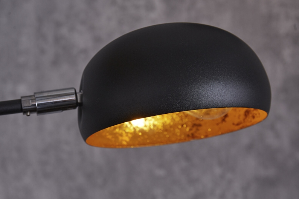 Design Bogenlampe FIVE LIGHTS 210cm schwarz gold Stehlampe mit Marmorfuß
