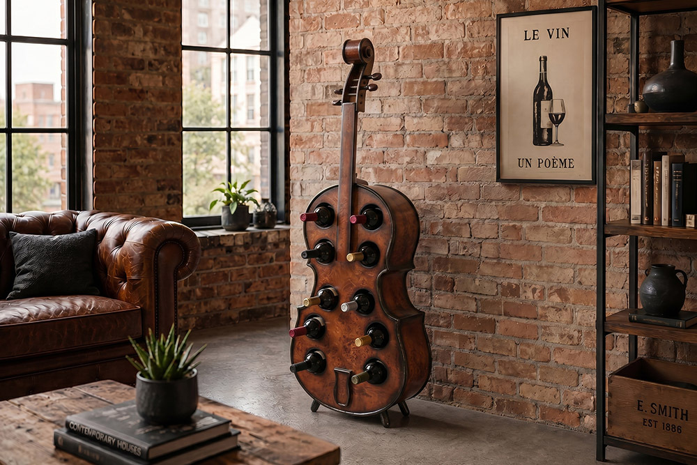 Extravagantes Weinregal CELLO 133cm braun Tannenholz für 10 Flaschen
