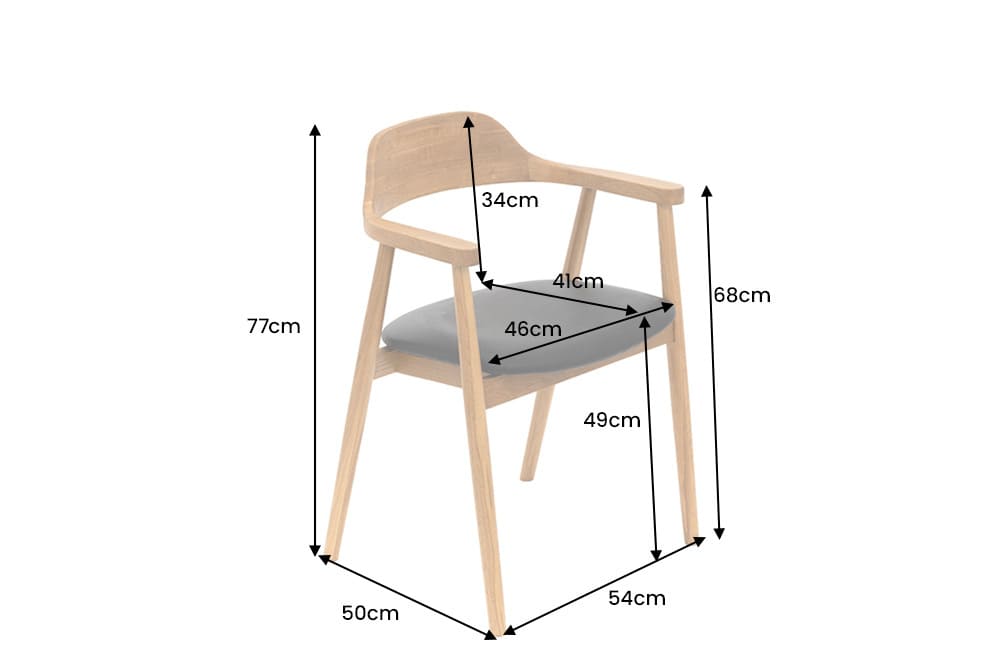 Retro Stuhl VALHALLA WOOD matt-braun Eiche Massivholz mit Armlehne