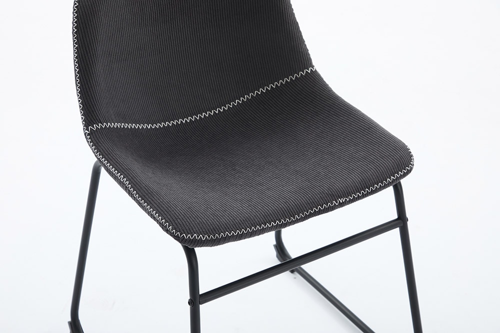 Industrial Design Stuhl DJANGO grau Cord mit Metallgestell