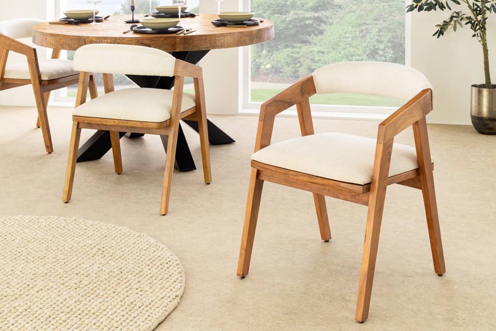 Design Stuhl MAMMUT beige natur massives Akazienholz honey finish