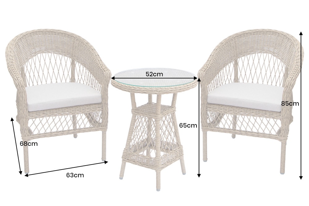 In- und Outdoor Garten-Set ELYSEE natur grau Polyrattan Aluminium inkl. Tisch Kissen
