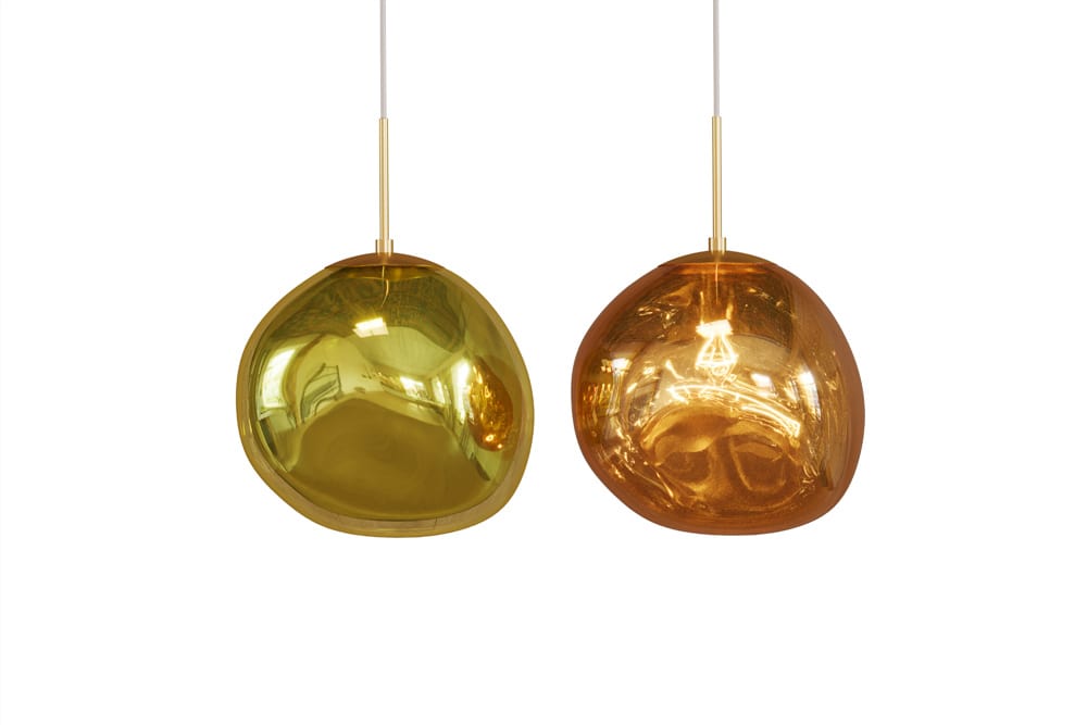 Runde Hängelampe LIQUID DIAMOND 35cm gold Glas Stahl Kugelleuchte