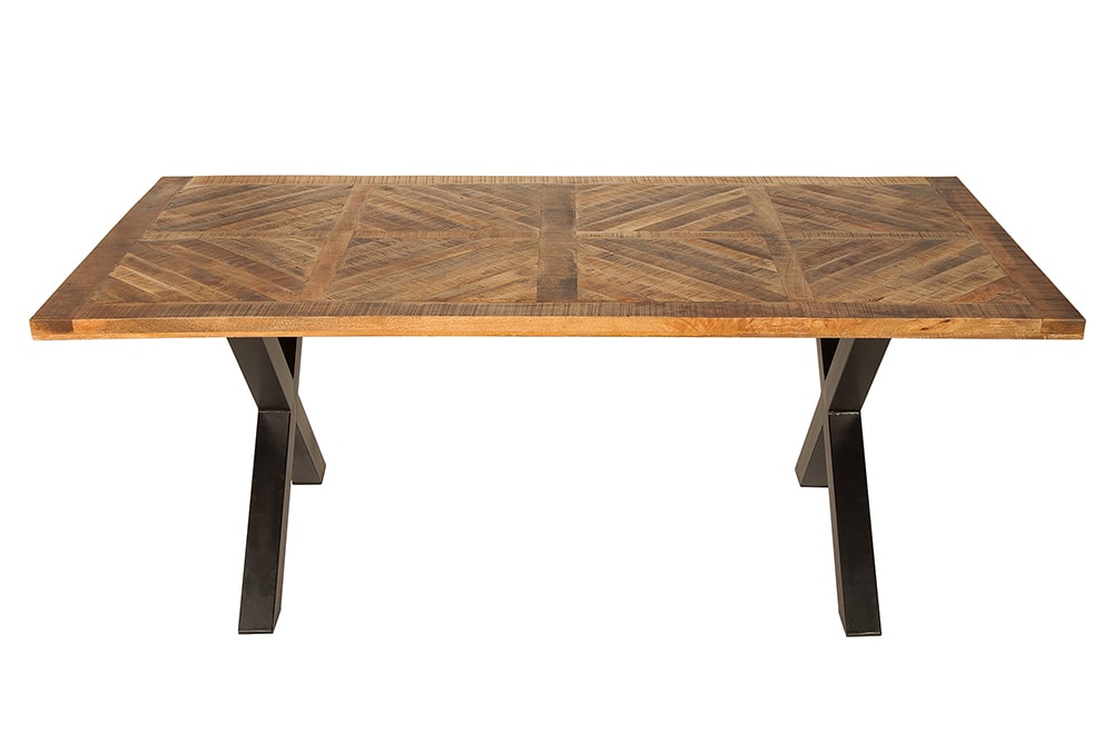 Massiver Esstisch INFINITY HOME 200cm natur schwarz Mangoholz Industrial Design X-Gestell