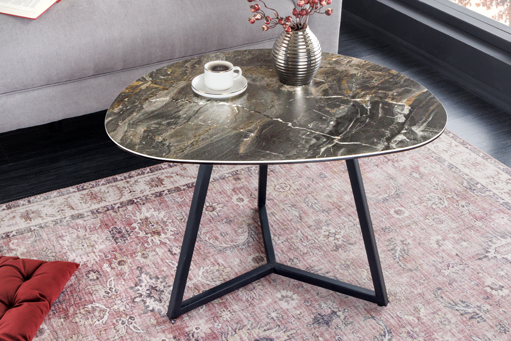 Moderner Couchtisch MARVELOUS 70cm taupe Marmor Keramik made in Italy