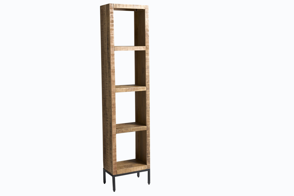 Massives Regal IRON CRAFT 176cm Mangoholz Bücherregal vier Fächer Industrial Design