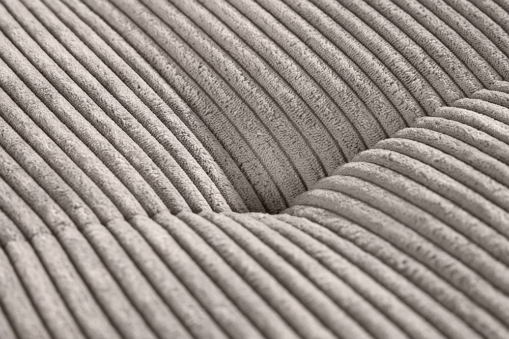 Modernes Ecksofa KENT 220cm greige Cord inkl. Hocker Federkern L-Form Wohnlandschaft