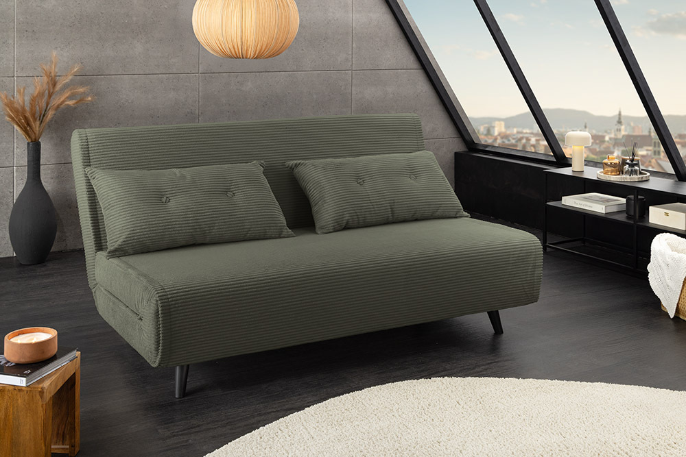 Retro Schlafsessel SMART MULTIFUNCTION 140cm grün Cord Bettfunktion inkl. Kissen » Jetzt kaufen