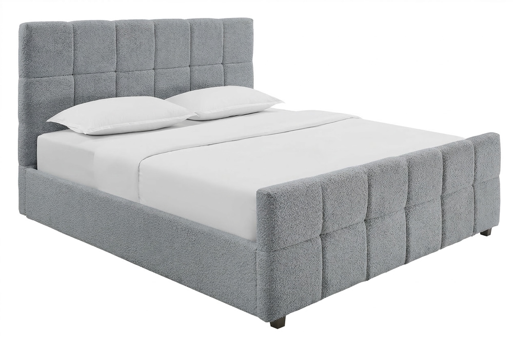 Modernes Boxbett PRESTIGE 180x200cm grau Bouclé mit Stauraum und Lattenrost
