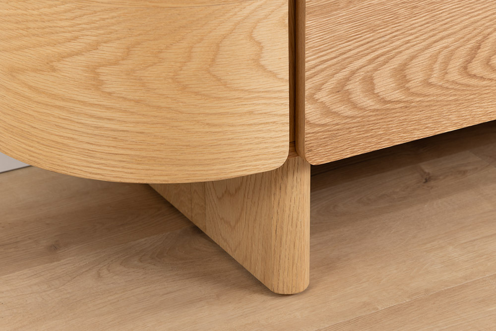 Modernes Sideboard OAK GRAIN 160cm natur Eichenholz vier Fächer mit drei Schubladen
