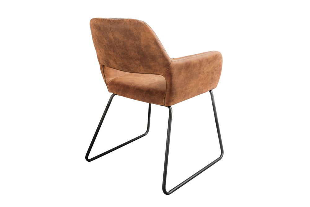 Design Stuhl MUSTANG antik braun Microfaser mit Armlehne