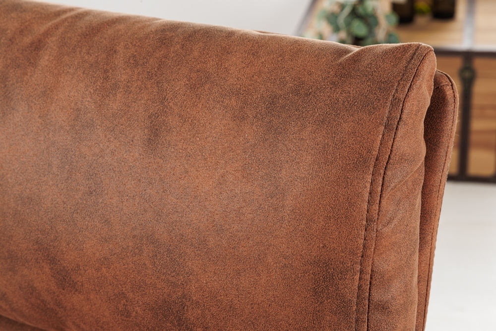Höhenverstellbarer Barhocker COMFORT antik braun Microfaser drehbar mit Lehne Metall schwarz