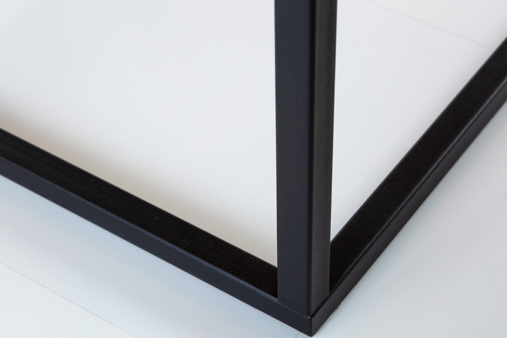 Industrial Couchtisch ARCHITECTURE 100cm Wildeiche geölt schwarzes Metallgestell Massivholz