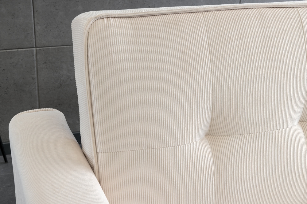 Ausziehbares Schlafsofa SMART 180cm beige Cord 2-Sitzer Couch mit Nosagfederung