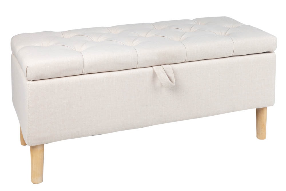 Chesterfield Truhenbank CASTLE 100cm Sitzbank beige Landhausstil mit Stauraum