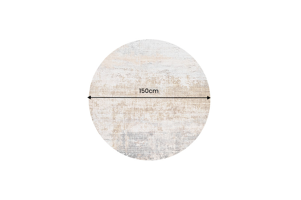 Runder Kurzflor Teppich DESERT PATINA 150cm sand greige taupe Indoor