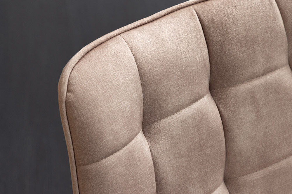Design Stuhl ROADSTAR champagner greige Samt schwarze Metallbeine