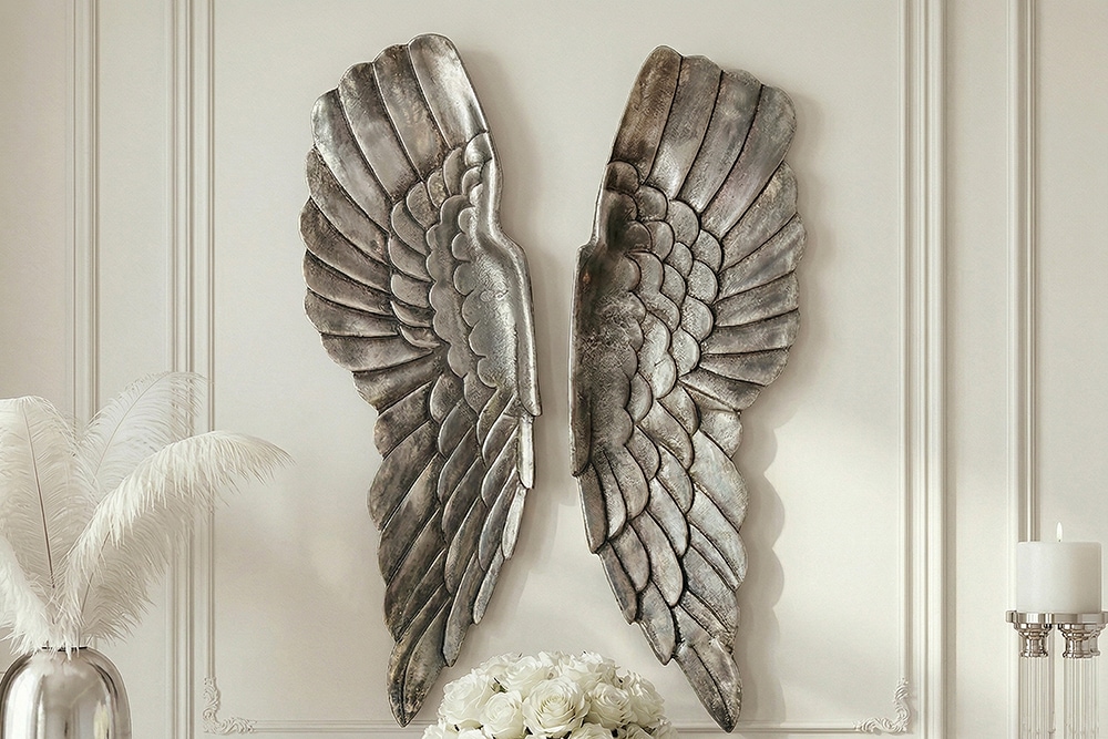 Riesige Wanddekoration FALLEN ANGEL 65cm Engelsflügel im asymmetrischen Design