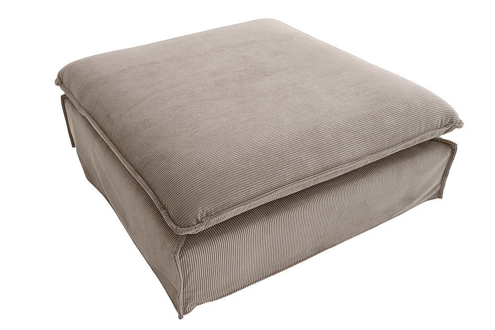 Großer Sitzhocker HEAVEN 100cm greige Cord Sofahocker abnehmbarer Bezug