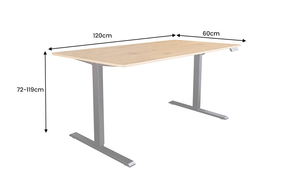 Höhenverstellbarer Schreibtisch OAK DESK 120cm natur Eiche schwarz Metall