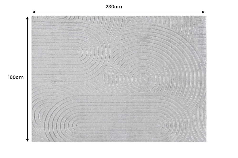 3D strukturierter Kurzflor Teppich ART DECO 230x160cm grau Hoch-Tief-Effekt