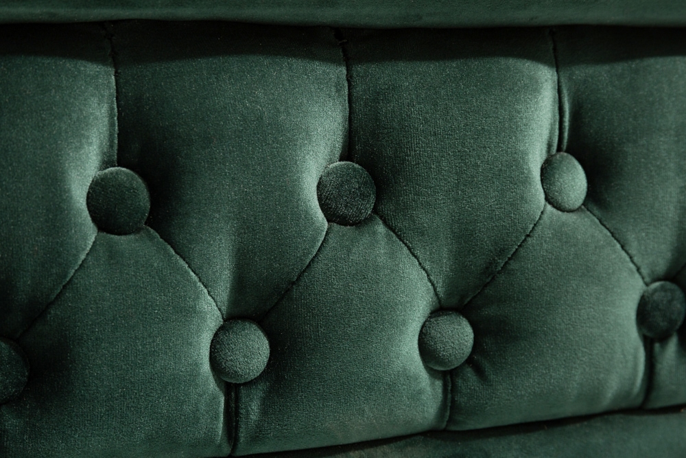 Barocker Sessel CHESTERFIELD flaschengrün Samt Federkern mit Knopfheftung