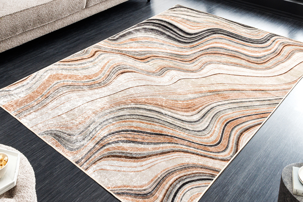 Moderner Teppich EARTH 230x160cm beige grau multicolor Flachgewebe Indoor-Teppich