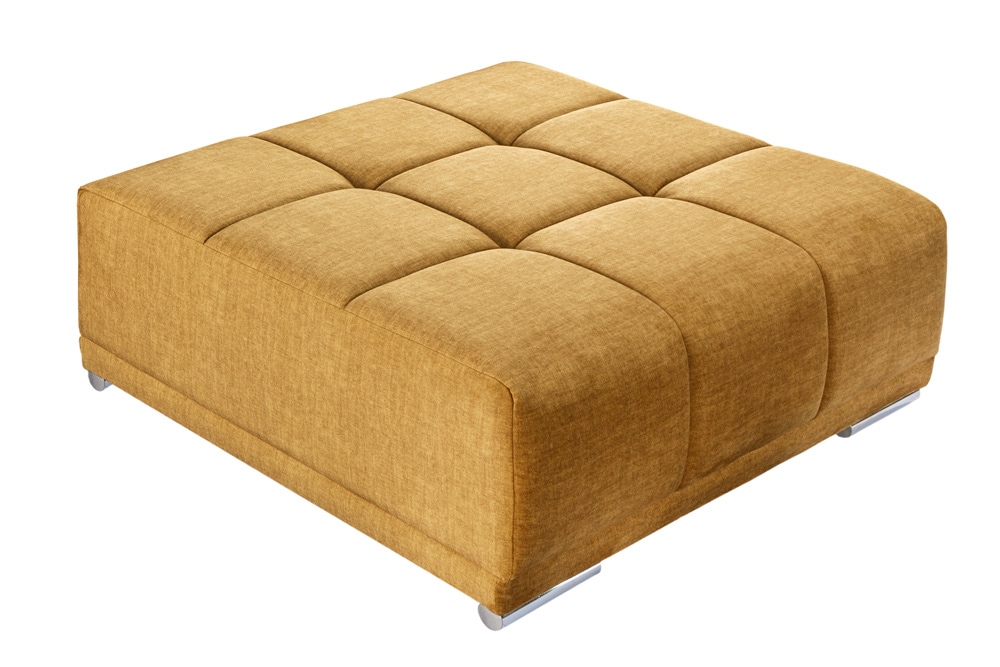 Extravaganter Hocker ELEGANCIA 110cm senfgelb Vogue Velours Samt mit Ziersteppung