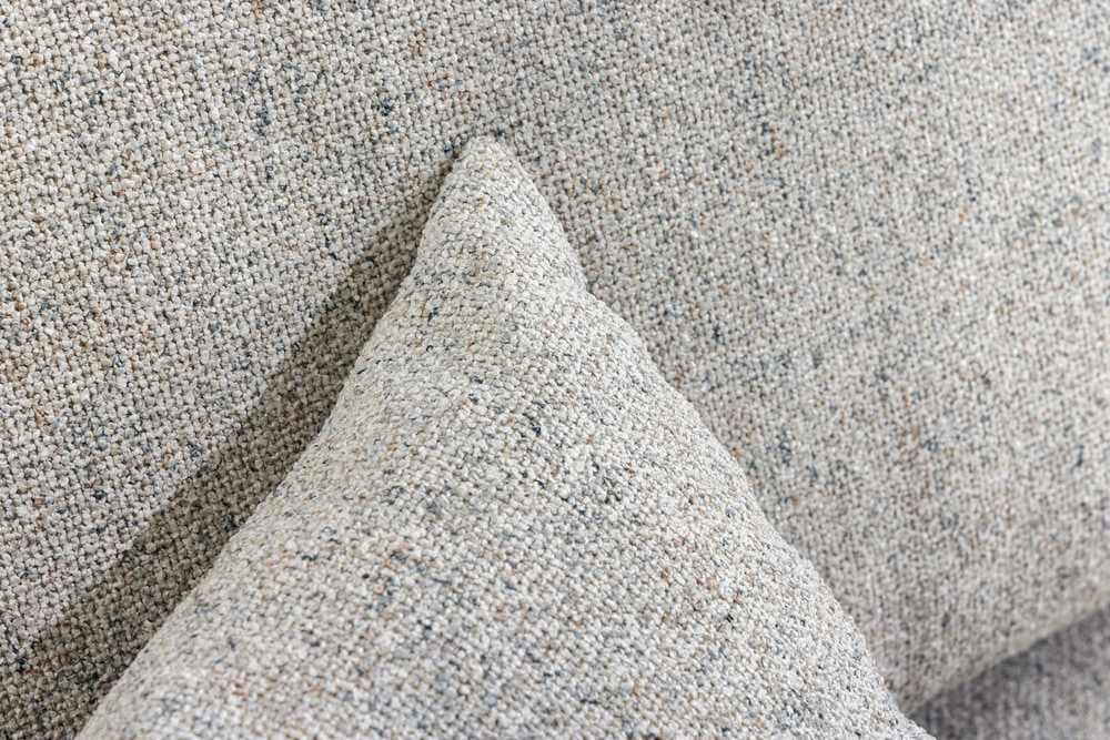 Wohnlandschaft KENT 220cm beige Strukturstoff  Ecksofa Federkern inkl. Hocker